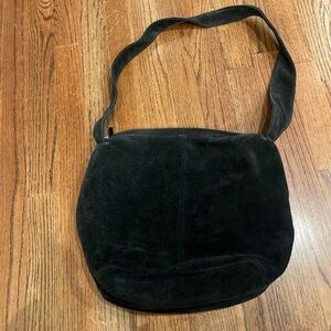 Wilson’s leather brand black genuine suede hobo purse shoulder bag EUC